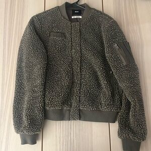 BDG Fuzzy Brown Bomber Jacket Size S